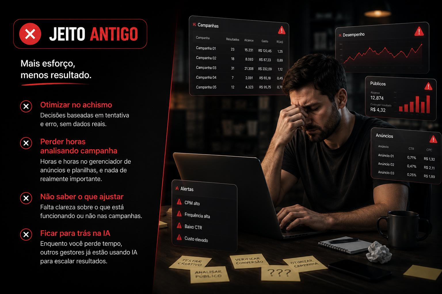 Jeito antigo: gestor frustrado otimizando no feeling